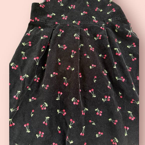 Y2K Vtg Gymboree Velvet Cherry Jumper Dress 2002 Christmas Black Red Sz 7 Girls - Picture 3 of 4